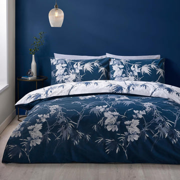 Catherine Lansfield Japanese Botanical Duvet Cover Set, King, Blue