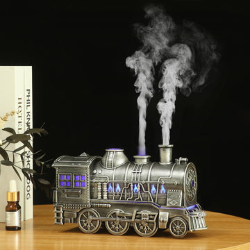 Silver Vintage Train Shaped Ultrasonic Diffuser