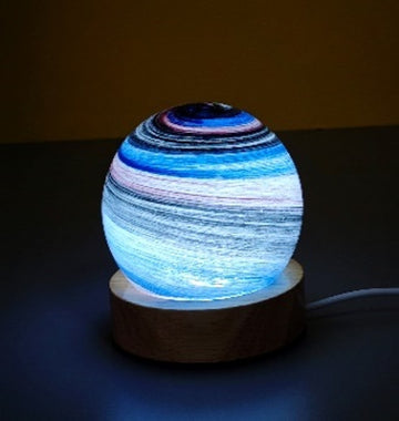 Planetary Glass LED Lamp Obsidian Horizon Galaxy Night Light Radiant Cosmic