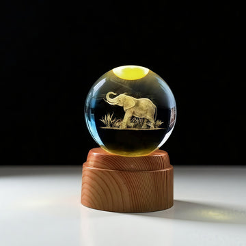 Elephant Rotating Crystal LED Globe Lamp