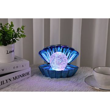 Metallic Blue Clam Shell Night Light LED Lamp