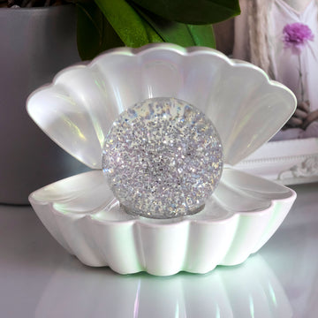 White Glitter Pearl Lamp Glossy Clam Shell