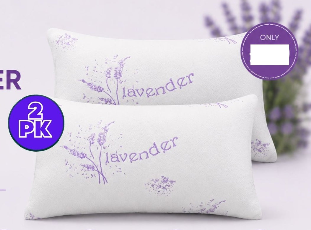 2pk Lavender Memory Foam Pillows
