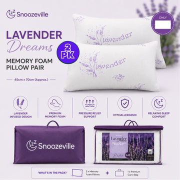 2pk Lavender Memory Foam Pillows