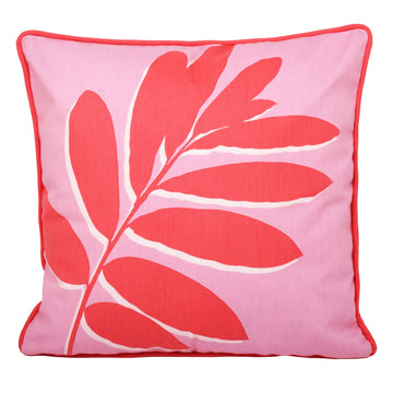5pc Outdoor Filled Cushion Cover Pink Leaf