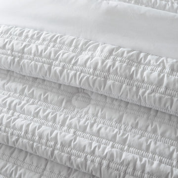Catherine Lansfield Lennon Stripe Quilted Bedspread - White