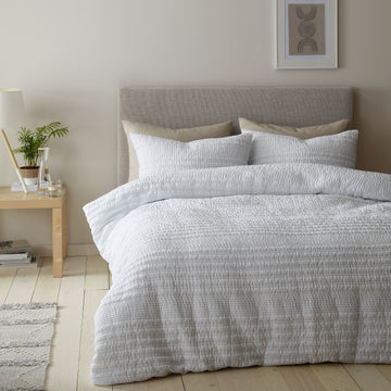 Catherine Lansfield Lennon Stripe Duvet Cover Set, King, White