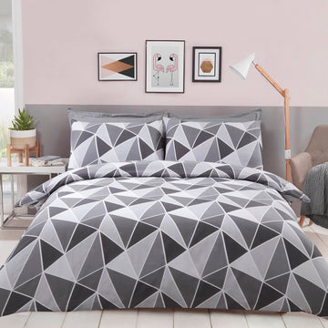 Geometric Leo Duvet Cover Set King Charcoal Grey