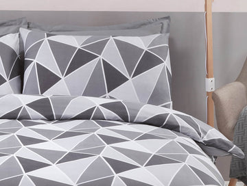 Geometric Leo Duvet Cover Set King Charcoal Grey