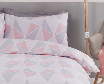 Geometric Leo Duvet Cover Set King Blush Pink