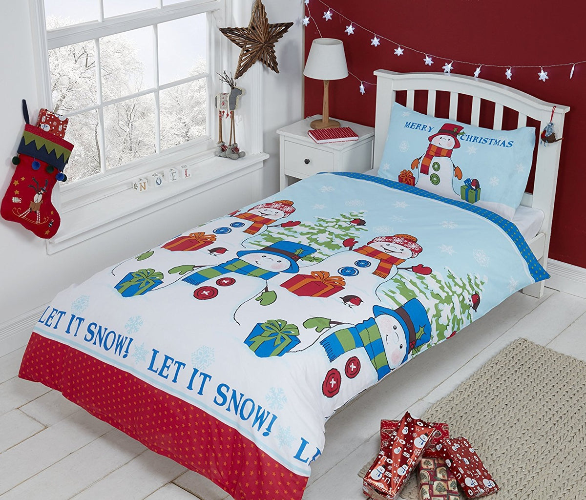 Let it Snow Snowman Kids Single Duvet Cover Set
