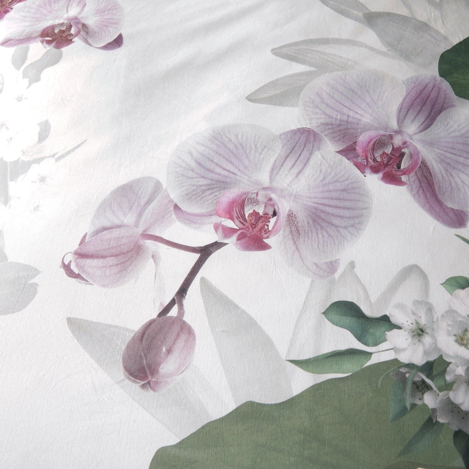 Lotus Floral 100% Cotton Duvet Cover Set, King, Green & Lilac