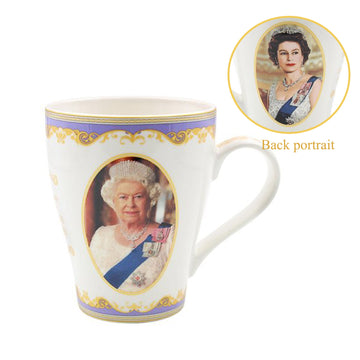 8pc Set Queen Elizabeth II Mugs 350ml & Ceramic Coaster Commemorative