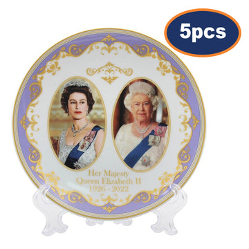 5pcs Queen Elizabeth II 21cm Fine China Decorative Plate