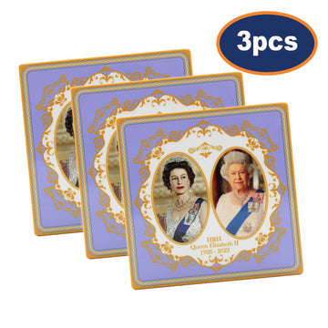 3pcs Queen Elizabeth II Ceramic Coaster