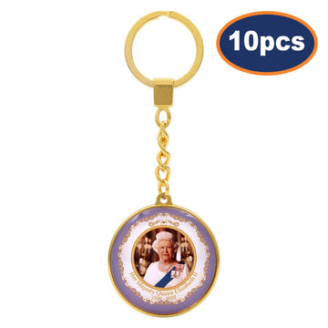 10pcs Queen Elizabeth II Gold Keyring
