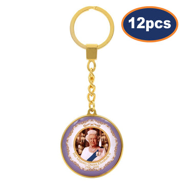 12pcs Queen Elizabeth II Gold Keyring