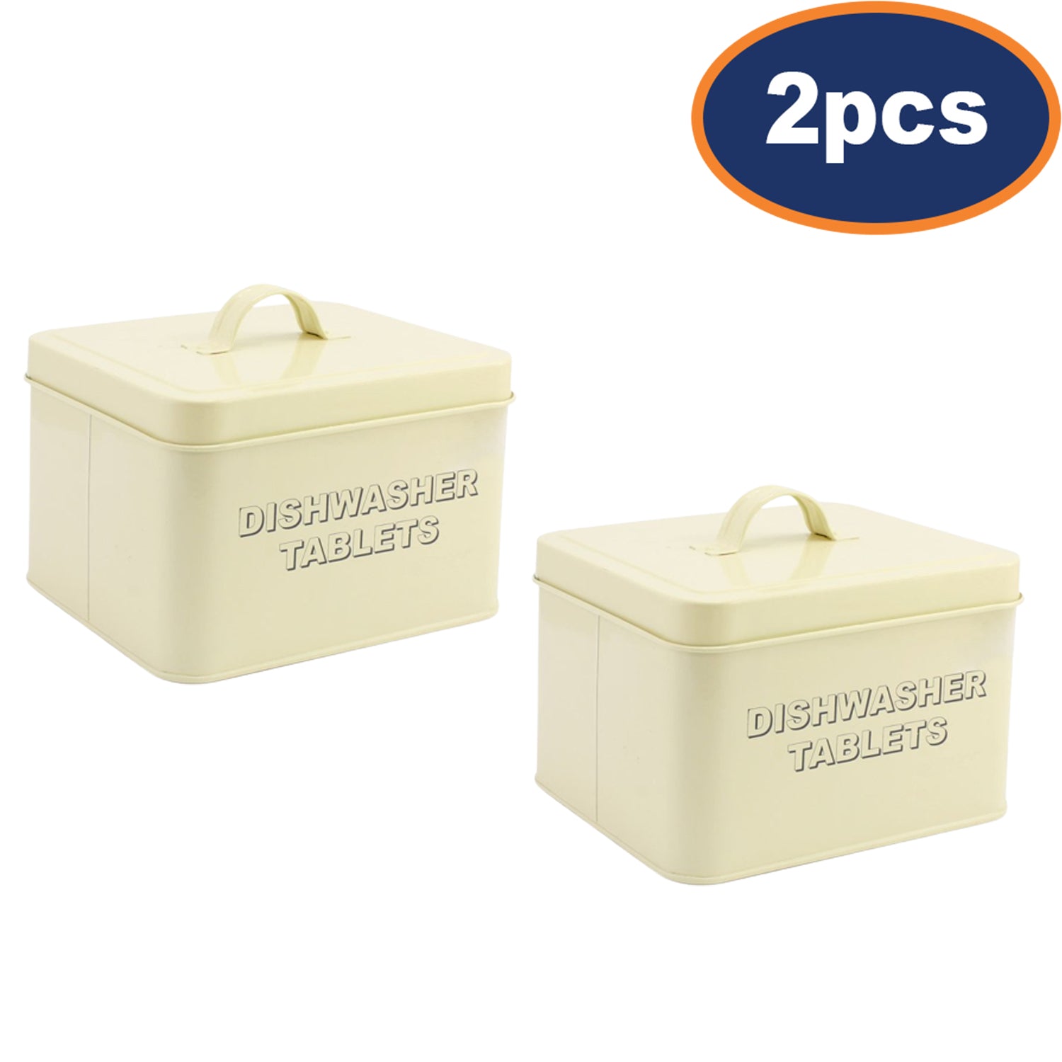 2Pcs Cream Metal Dishwasher Tablets Storage