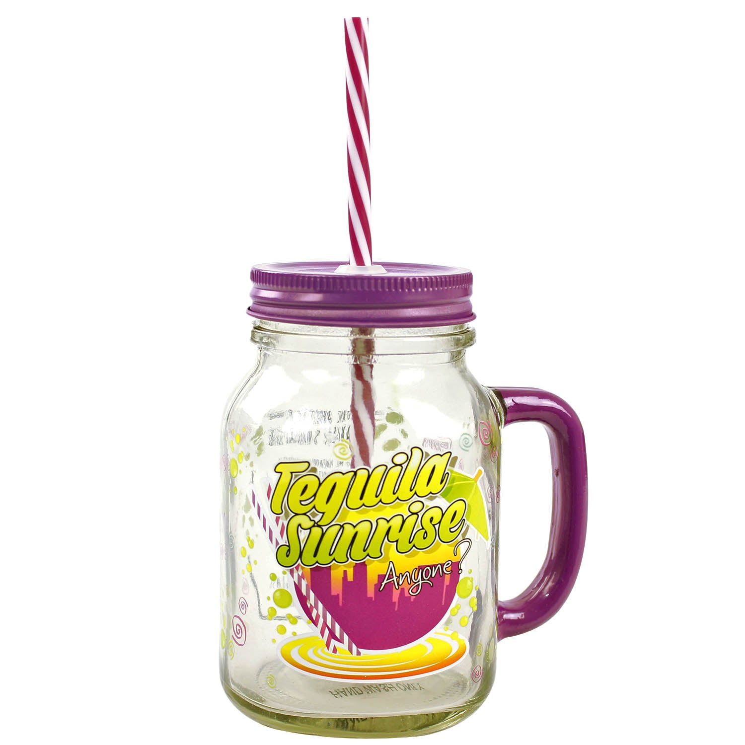 500ml Tequila Sunrise Purple Mason Jar w/ Handle