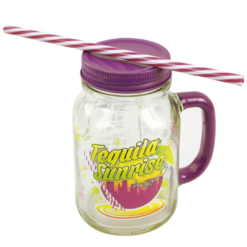 500ml Tequila Sunrise Purple Mason Jar w/ Handle