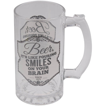 450ml 'Smiles on your Brain' Drinking Glass