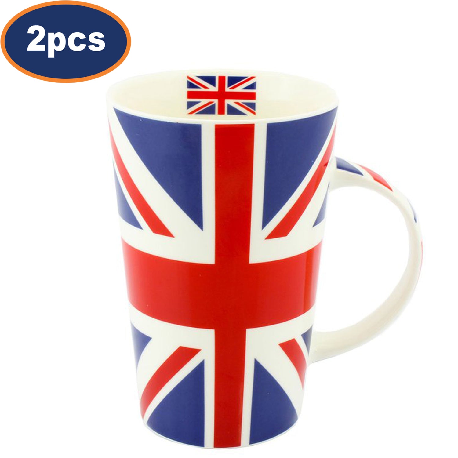 2Pcs 325ml Union Jack Ceramic Latte Mugs