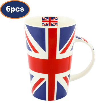 6Pcs 325ml Union Jack Ceramic Latte Mugs