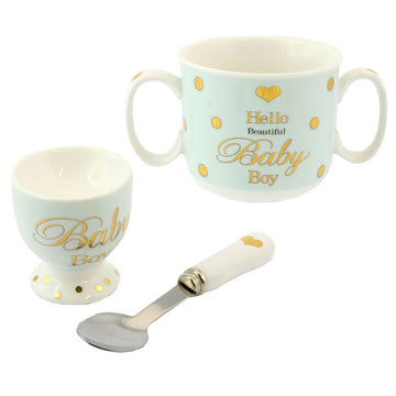 3-pc Blue Ceramic Baby Feeding Set