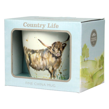 350ml Fine China Mug -  Watercolour Highland Cow