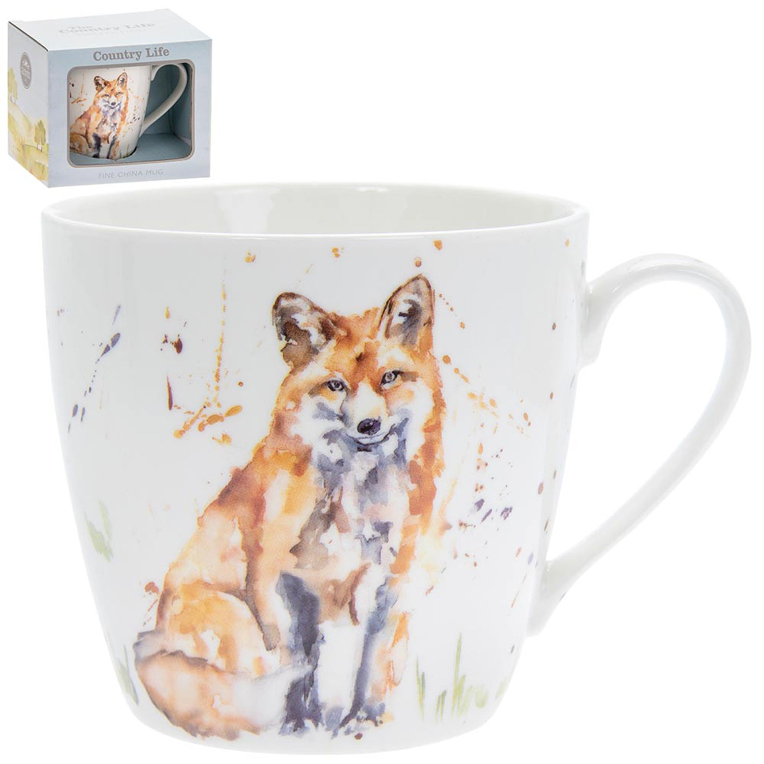 350ml Fine China Mug - Watercolour Fox