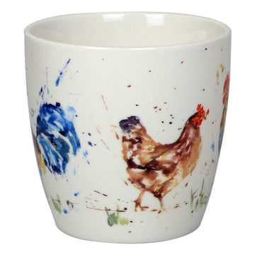 350ml Fine China Mug  - Watercolour Cockerel & Hen