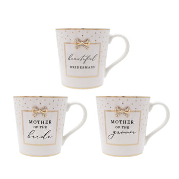 Set Of 3 - Ceramic Bridesmaid, Mother Of The Bride & Groom Mug