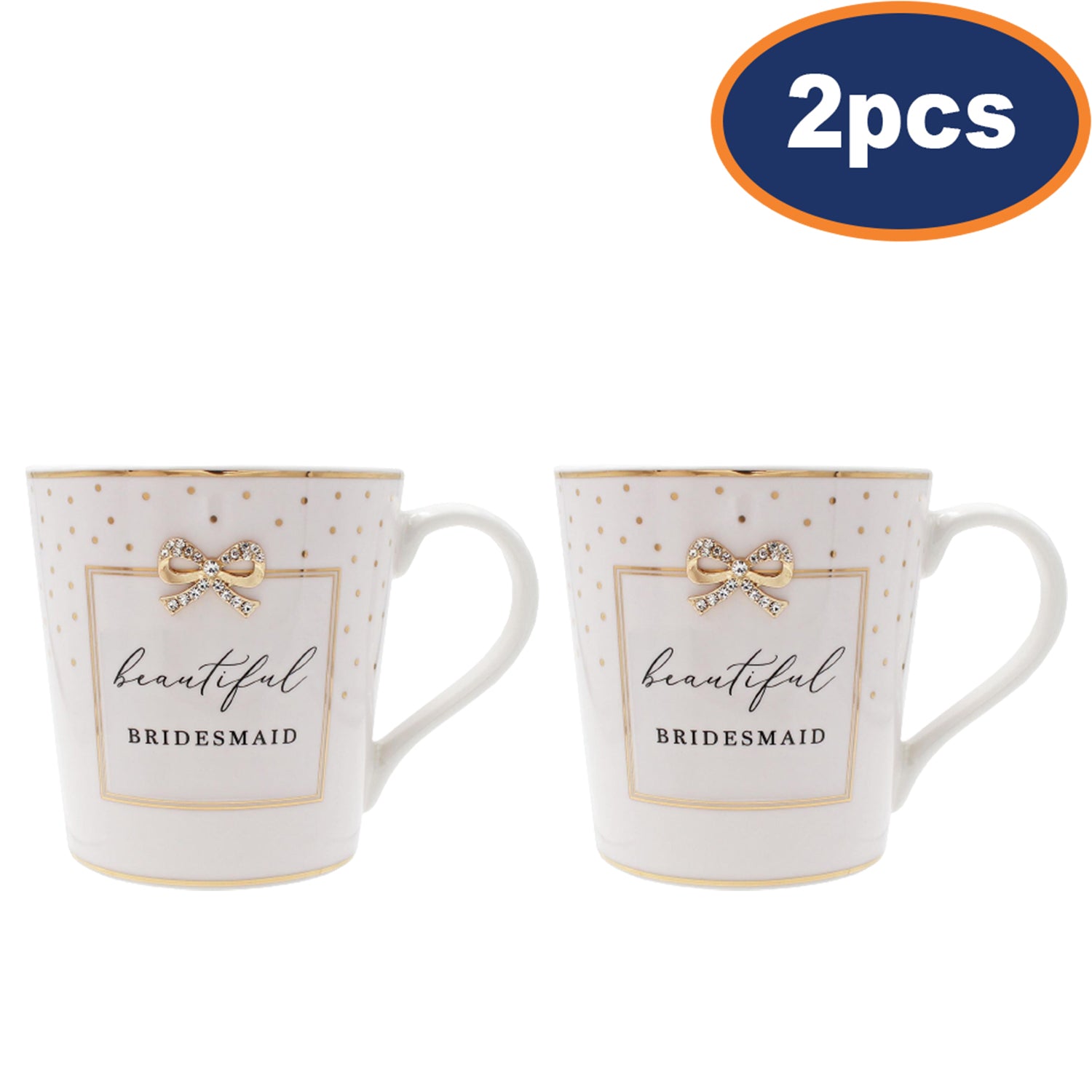 2Pcs White Ceramic Bridesmaid Mug