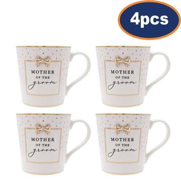 4Pcs White Ceramic Mother of The Groom Mug