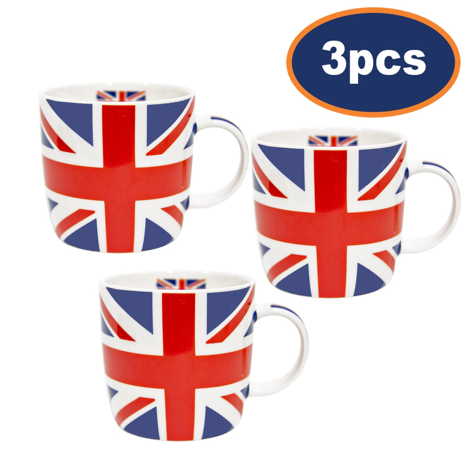 3Pcs 175ml Union Jack Ceramic Mug