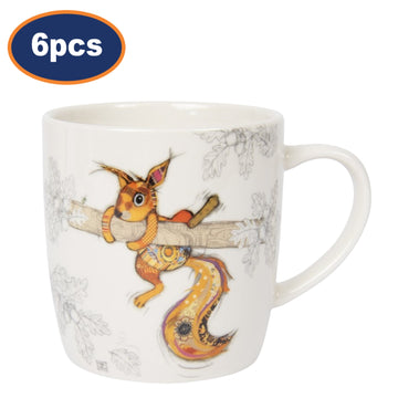 6pcs 350ml Fine China Bug Art Sammy Squirrel Coffee Mug