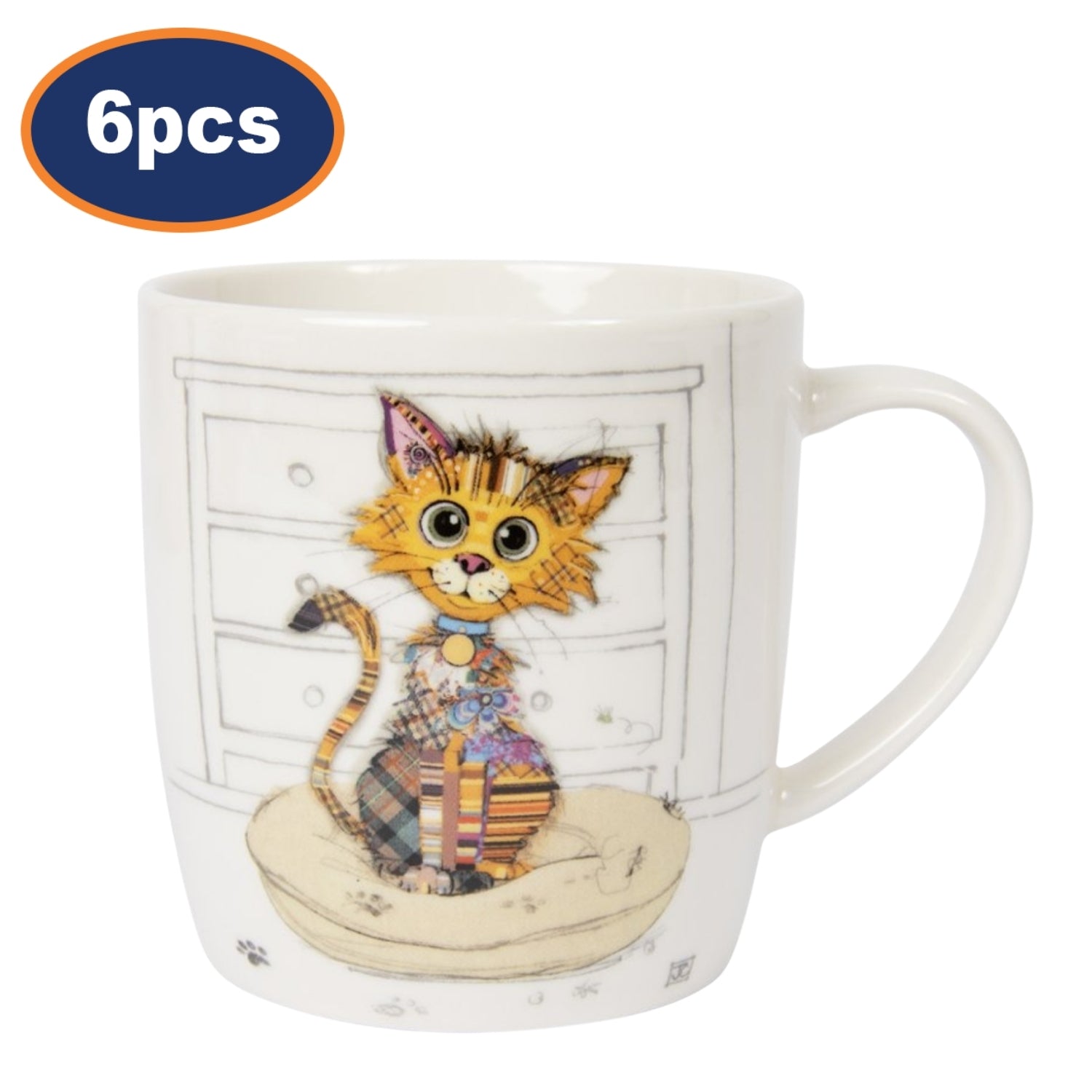 6pcs 350ml Fine China Bug Art Kimba Kitten Coffee Mug