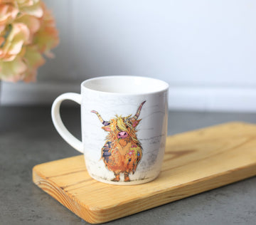 350ml Fine China Bug Art Hamish Highland Cow Coffee Mug