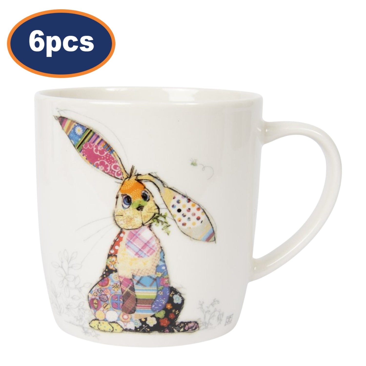 6pcs 350ml Fine China Bug Art Binky Bunny Ceramic Mug