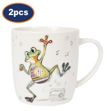 2pcs 350ml Fine China Bug Art Freddy Frog Coffee Mug