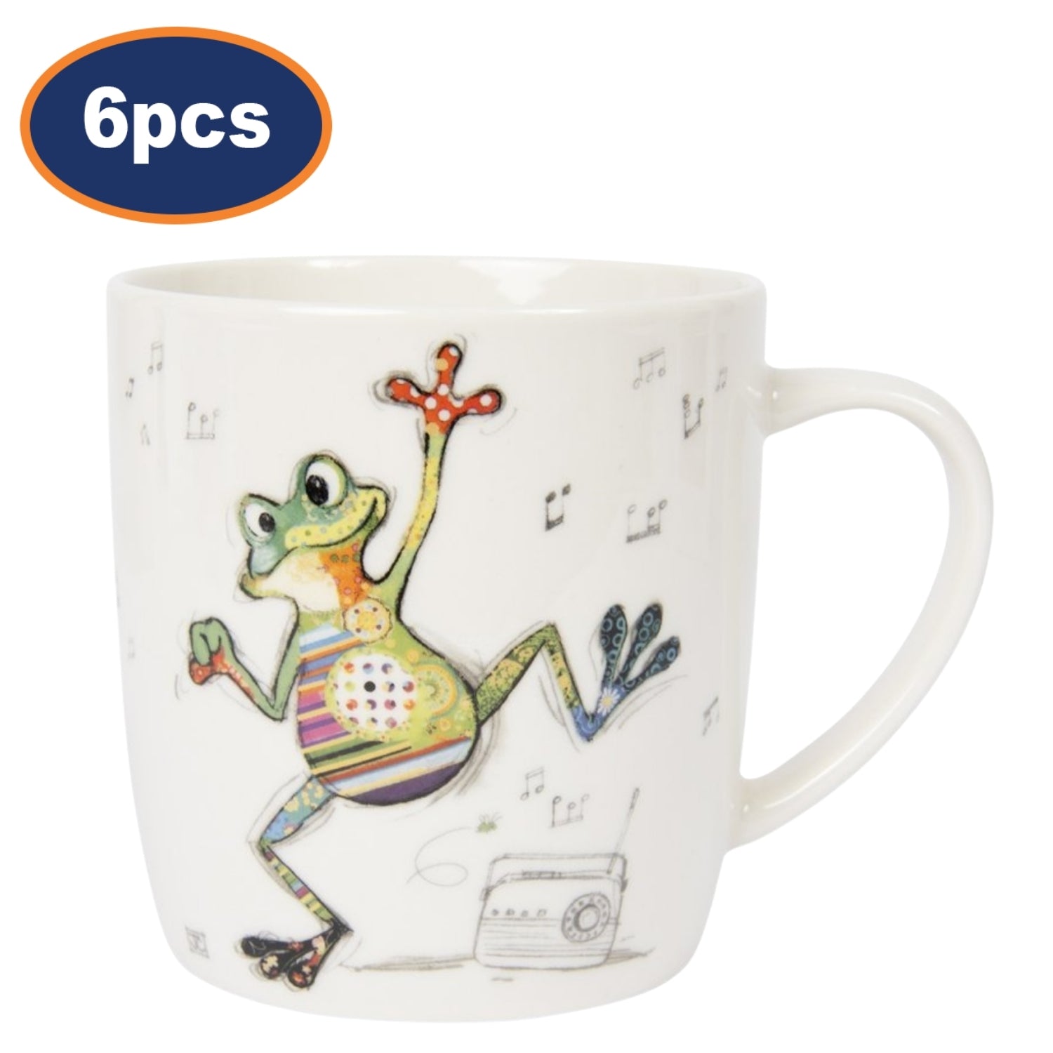 6pcs 350ml Fine China Bug Art Freddy Frog Coffee Mug