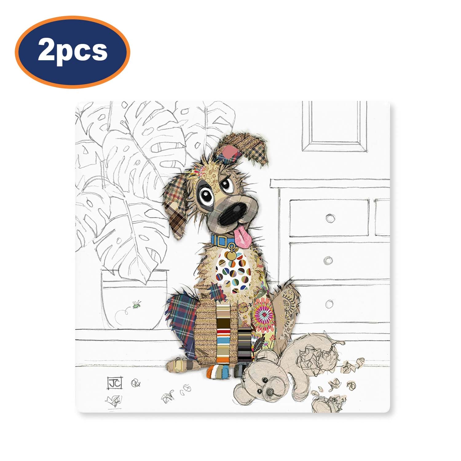 2Pcs Bug Art Murphy Mutt Ceramic Coaster