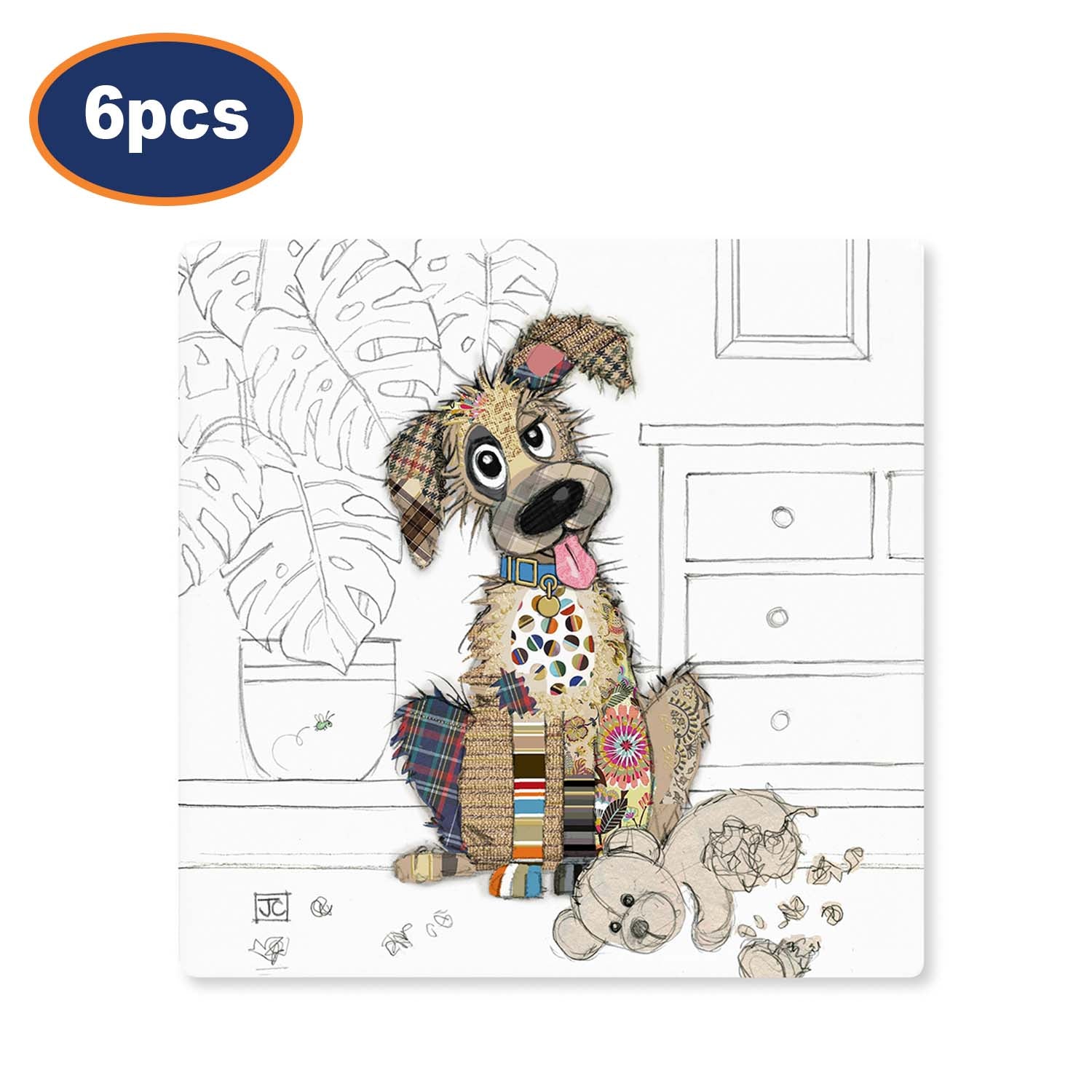 6Pcs Bug Art Murphy Mutt Ceramic Coaster