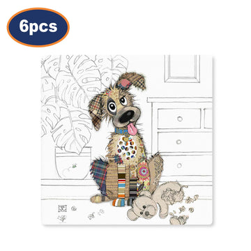 6Pcs Bug Art Murphy Mutt Ceramic Coaster