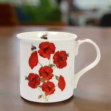 300ml Bee-tanical Poppy Flower Design Ceramic Mug