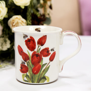 300ml Bee-tanical Tulip Floral Design Ceramic Mug