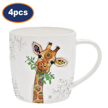 4pcs 350ml Fine China Bug Art Gina Giraffe Coffee Mug
