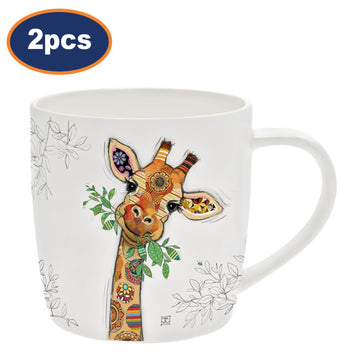2pcs 350ml Fine China Bug Art Gina Giraffe Coffee Mug