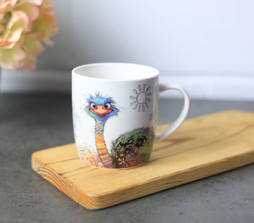 350ml Fine China Bug Art Oscar Ostrich Coffee Mug