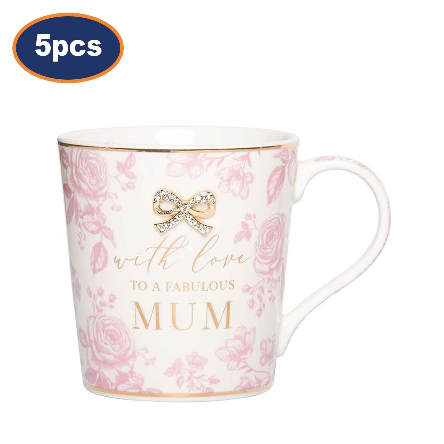 5Pcs 250ml Ceramic Pink With Love To a Fabulous Mum Madelaine Coffee Mug Gift
